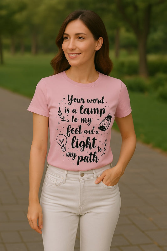 YOUR WORD IS A LAMP PURE COTTON LIGHT PINK T-SHIRT